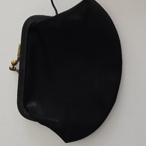 Vintage 3 Pc Jana Black Velvet Rhinestones Evening Bag Coin Wallet Mirror - Picture 8 of 17